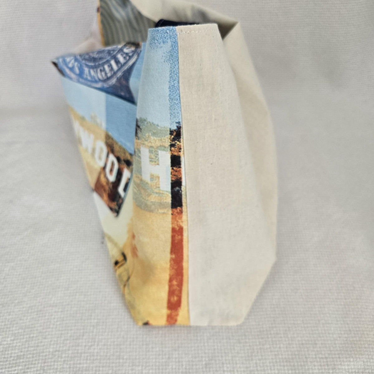 Handmade Los Angeles Hollywood Print Canvas Tote Bag, Reusable Shopping Market Bag