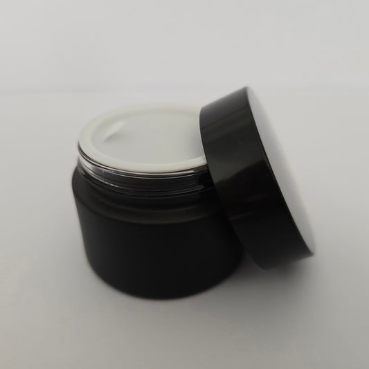 Matte Black Cosmetic Jar 50g – Refillable Cream Container – Minimal Gift Packaging