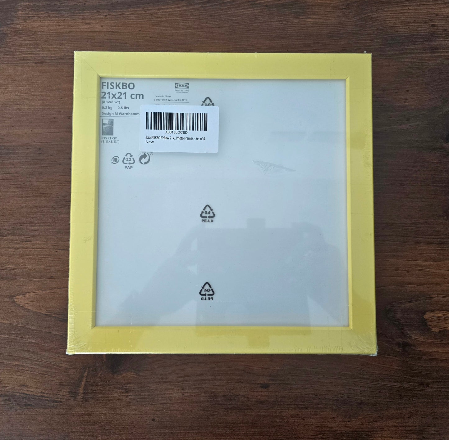 IKEA FISKBO Yellow Photo Frames – 21×21 cm (Set of 4, New & Sealed)