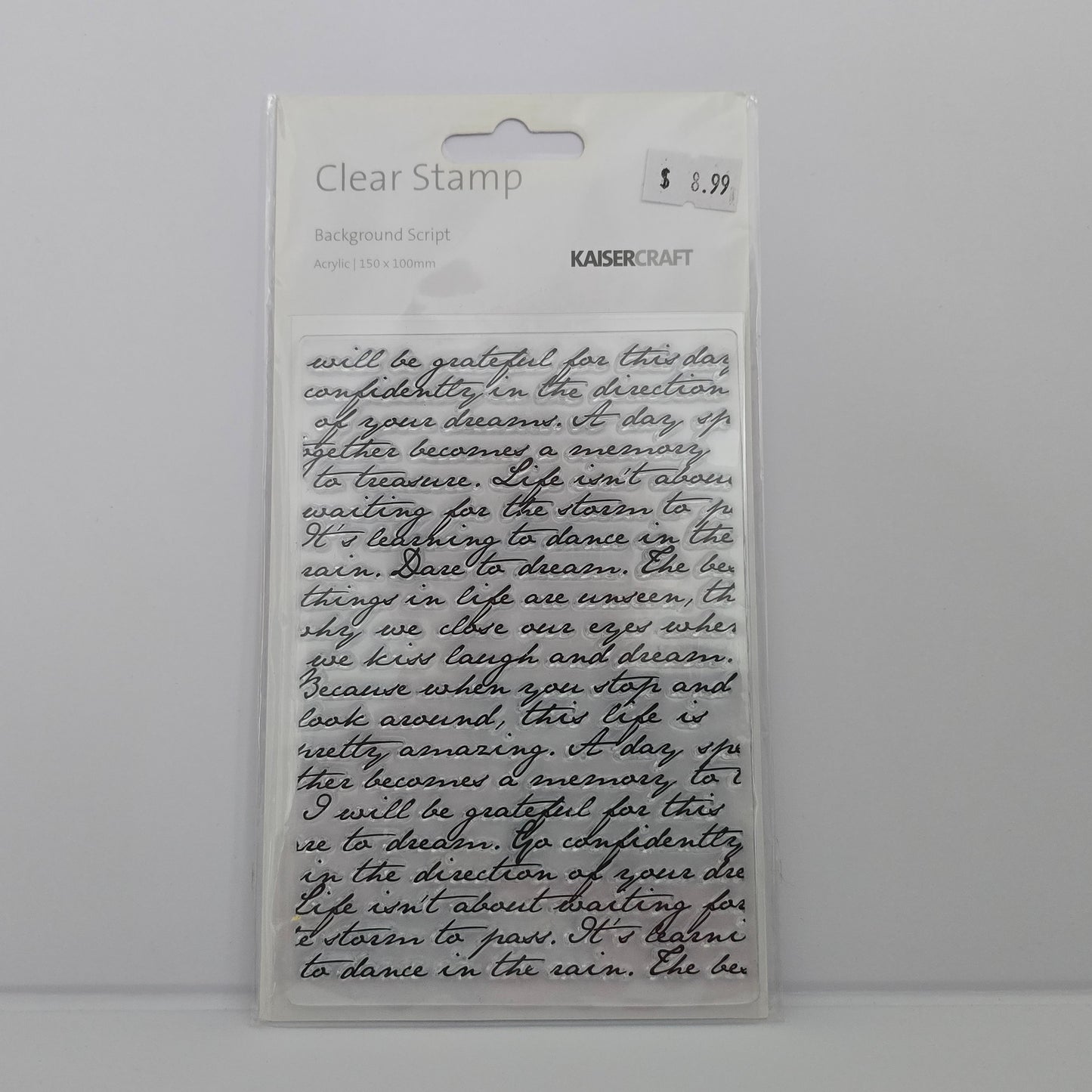 Kaisercraft Clear Stamp – Script Background – Card Making / Scrapbooking