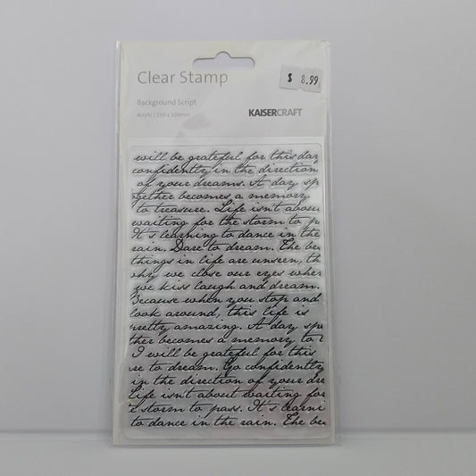 Kaisercraft Clear Stamp – Script Background – Card Making / Scrapbooking