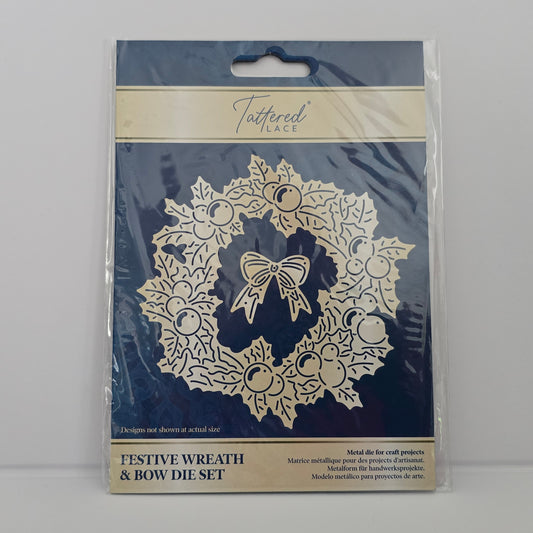 Tattered Lace Festive Wreath & Bow Metal Die Set
