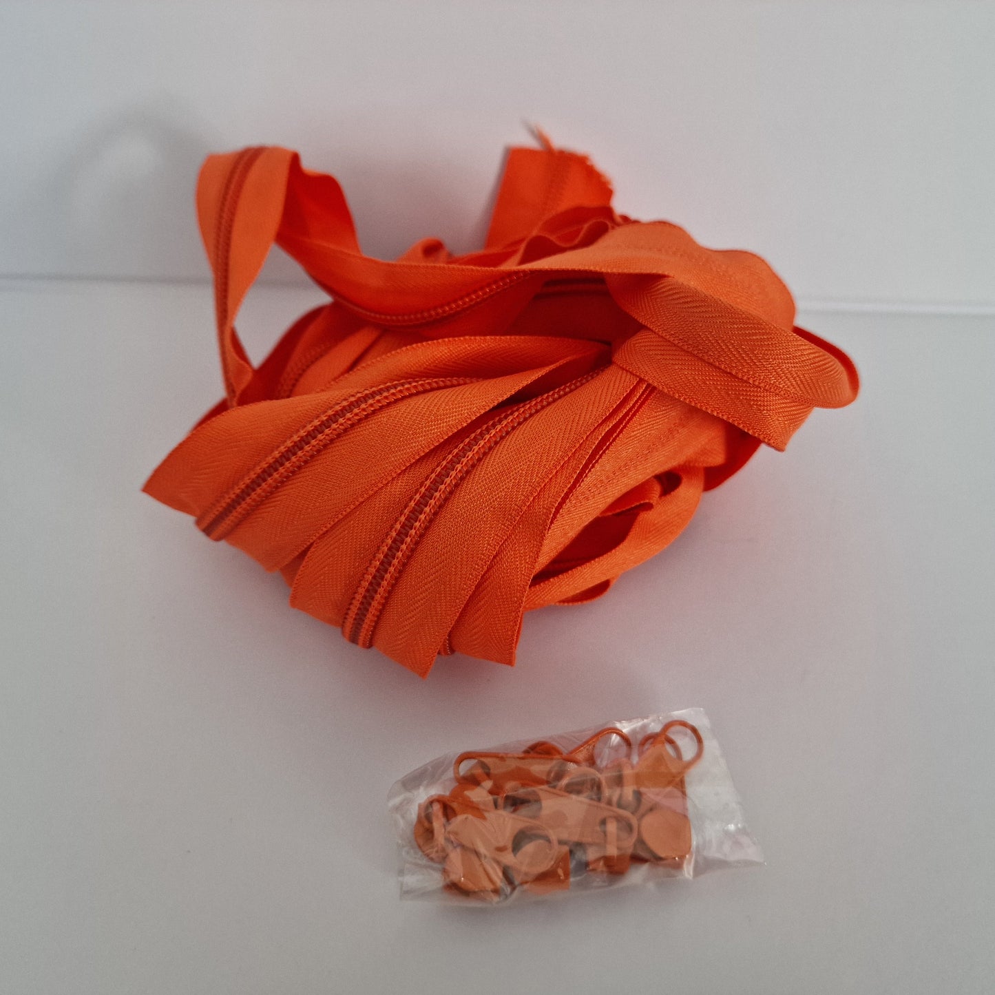 Orange Nylon Zipper Roll 5m with 10 Sliders – DIY Sewing Supply