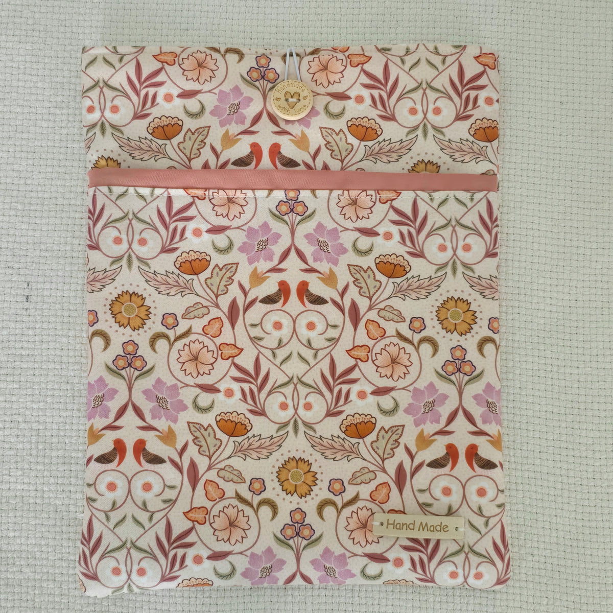 Autumn Floral Book Cover & iPad Sleeve Set, Glasses Case and Wristlet, Handmade Botanical Fabric Accessories