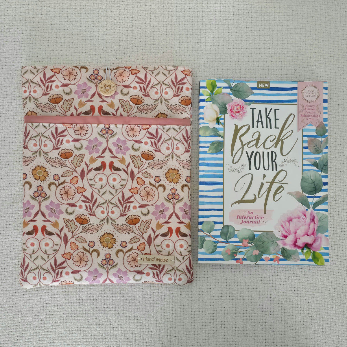 Autumn Floral Book Cover & iPad Sleeve Set, Glasses Case and Wristlet, Handmade Botanical Fabric Accessories