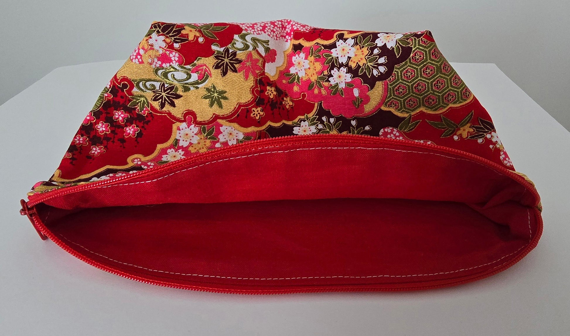 Handcrafted Floral Fabric Cosmetic Bag - UK Made