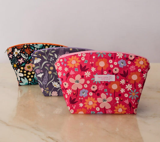 Handcrafted Floral Fabric Cosmetic Bag – UK Made Travel Accessories