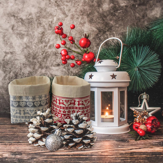 Scandinavian Christmas Fabric Basket – Reversible Bread & Gift Basket