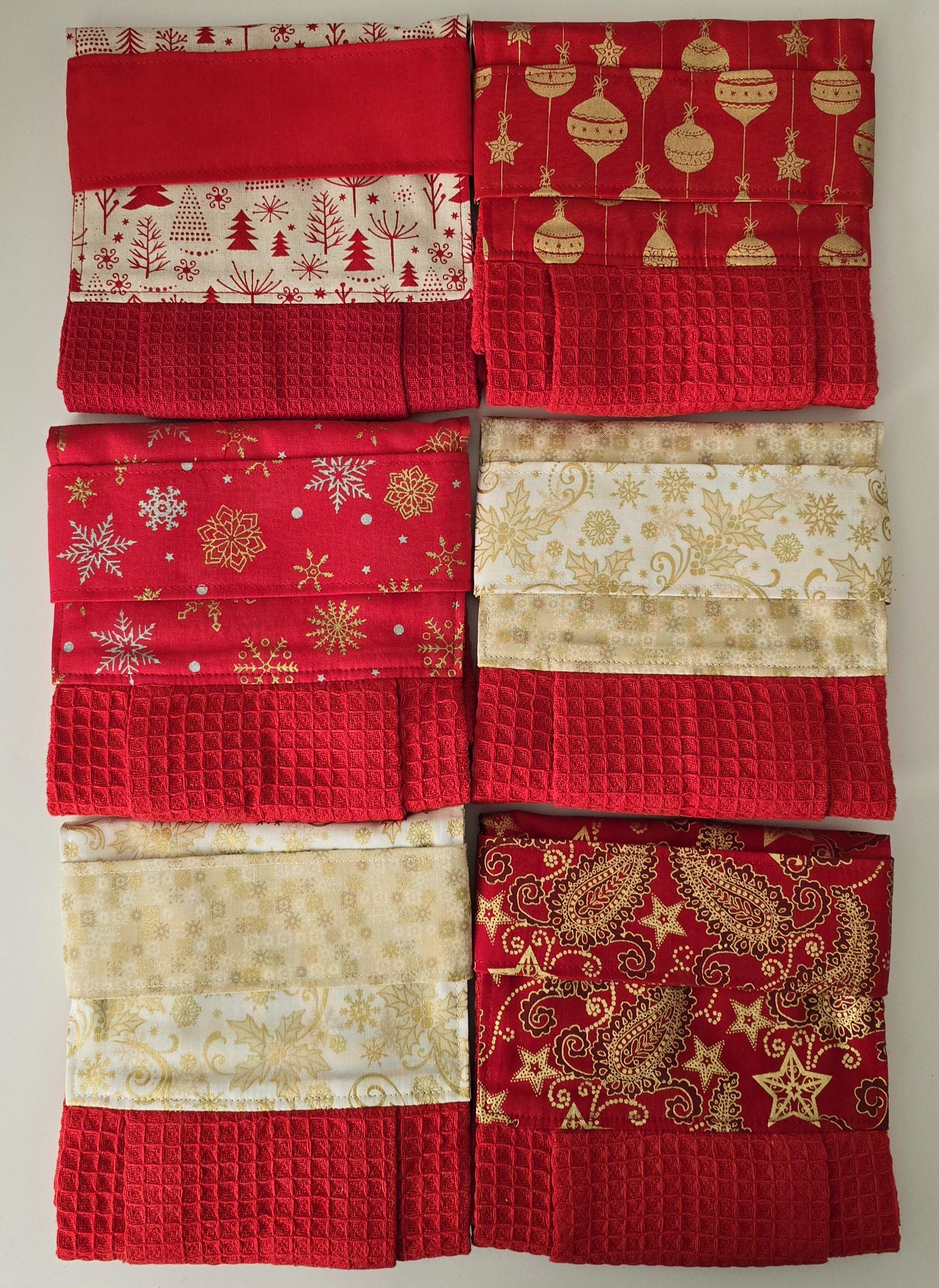 Red Christmas Kitchen Towel, Hanging Hand Towel, Holiday Decor