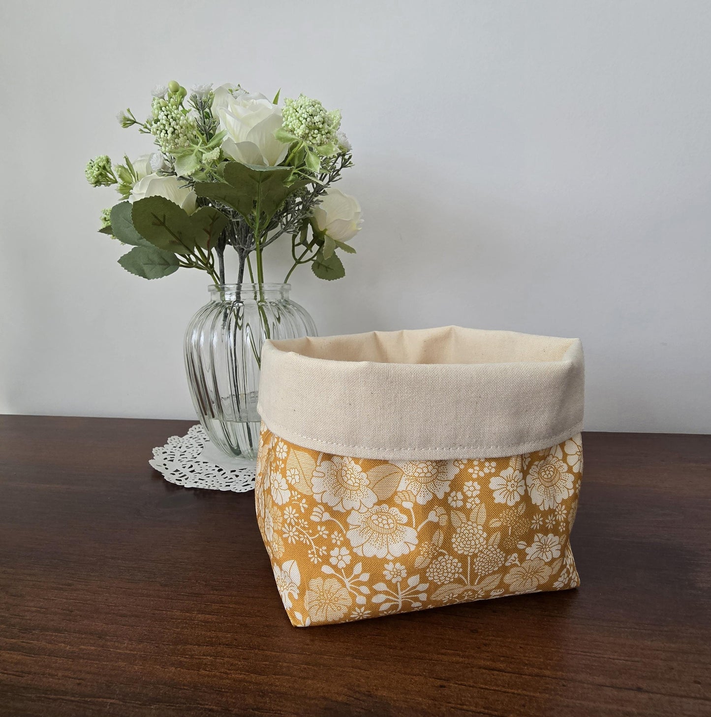 Reversible Fabric Basket: Cotton Canvas Bread Basket, Eco-Friendly Organizer
