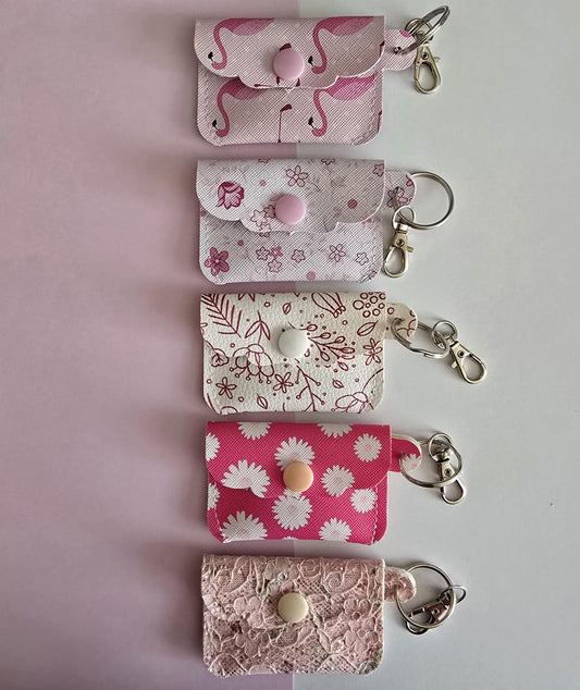 Faux Leather Mini Coin Pouch Keychain – Snap Button Bag Charm, Handmade in UK