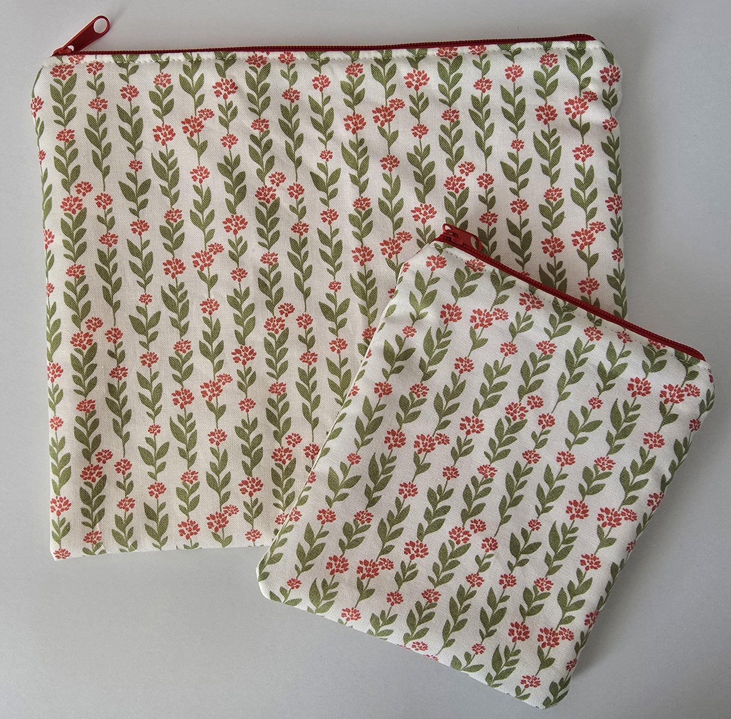 Handcrafted Fabric Makeup Bag Set: UK Made Cotton Cosmetic Zipper Pouches