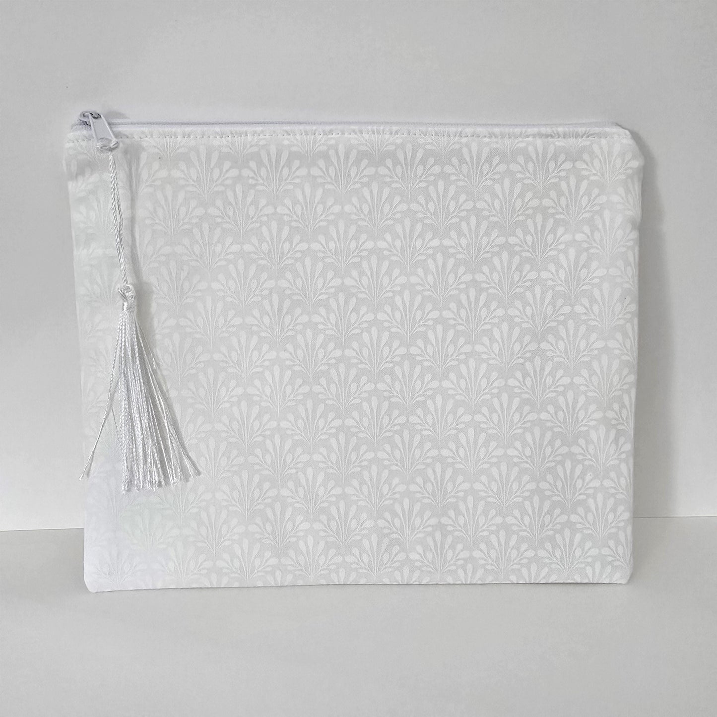Unique White Collection - Fabric Cosmetic Bag: Handcrafted Makeup Bag, Zipper Pouch