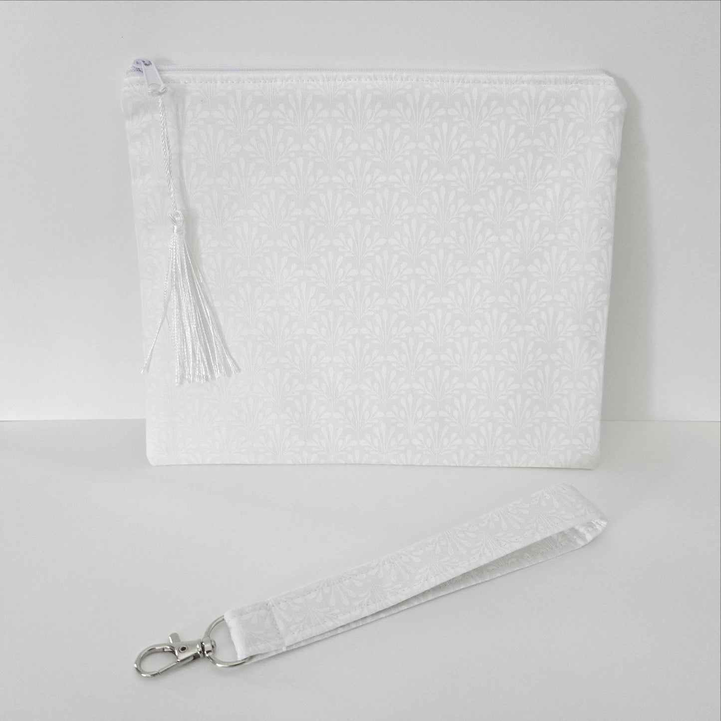 Unique White Collection - Fabric Cosmetic Bag: Handcrafted Makeup Bag, Zipper Pouch