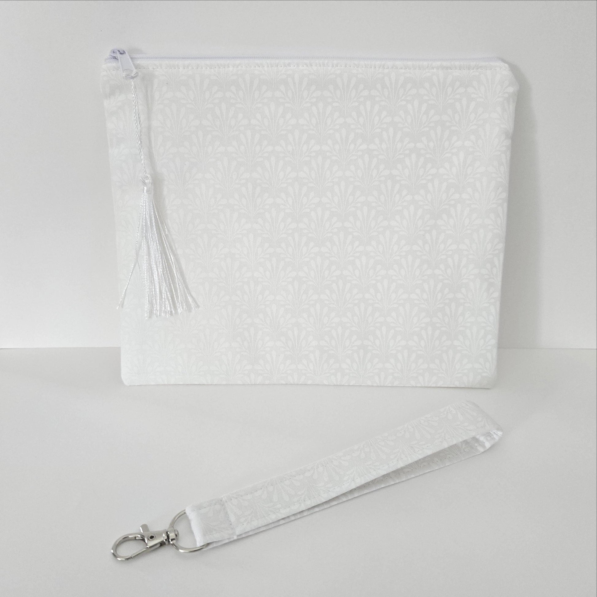 Unique White Collection - Fabric Cosmetic Bag: Handcrafted Makeup Bag, Zipper Pouch