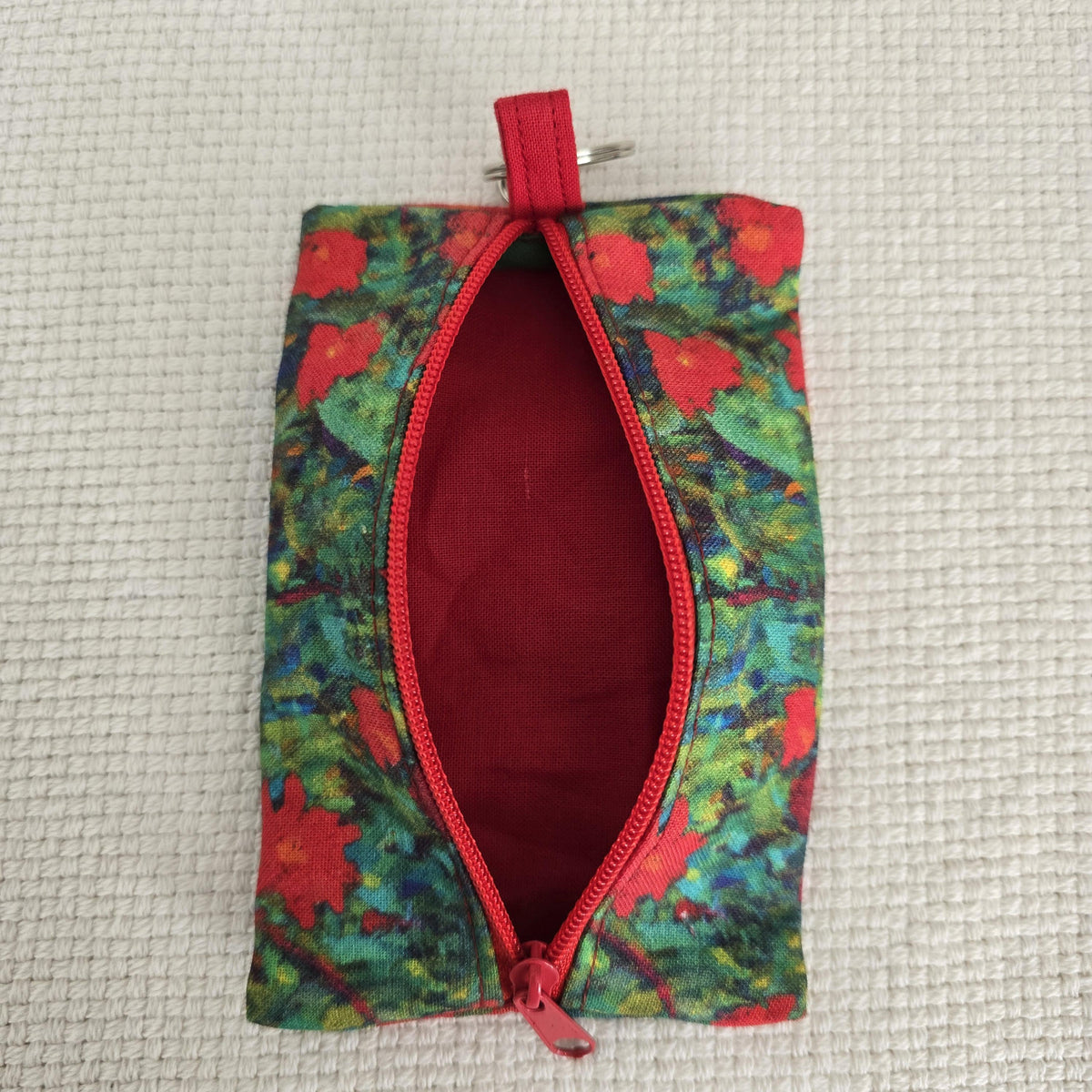 Gustav Klimt Floral Tissue Holder – Zipped Fabric Pouch with Keyring Clip
