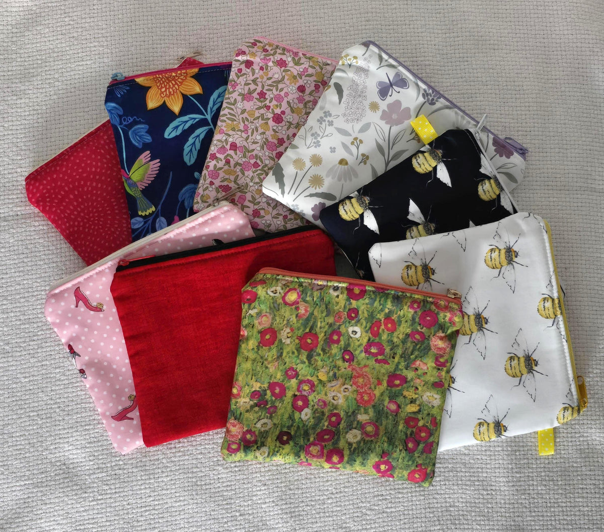 Pink Ditsy Floral Cosmetic Bag – Handmade Mini Makeup Pouch, English Cottage Style Gift