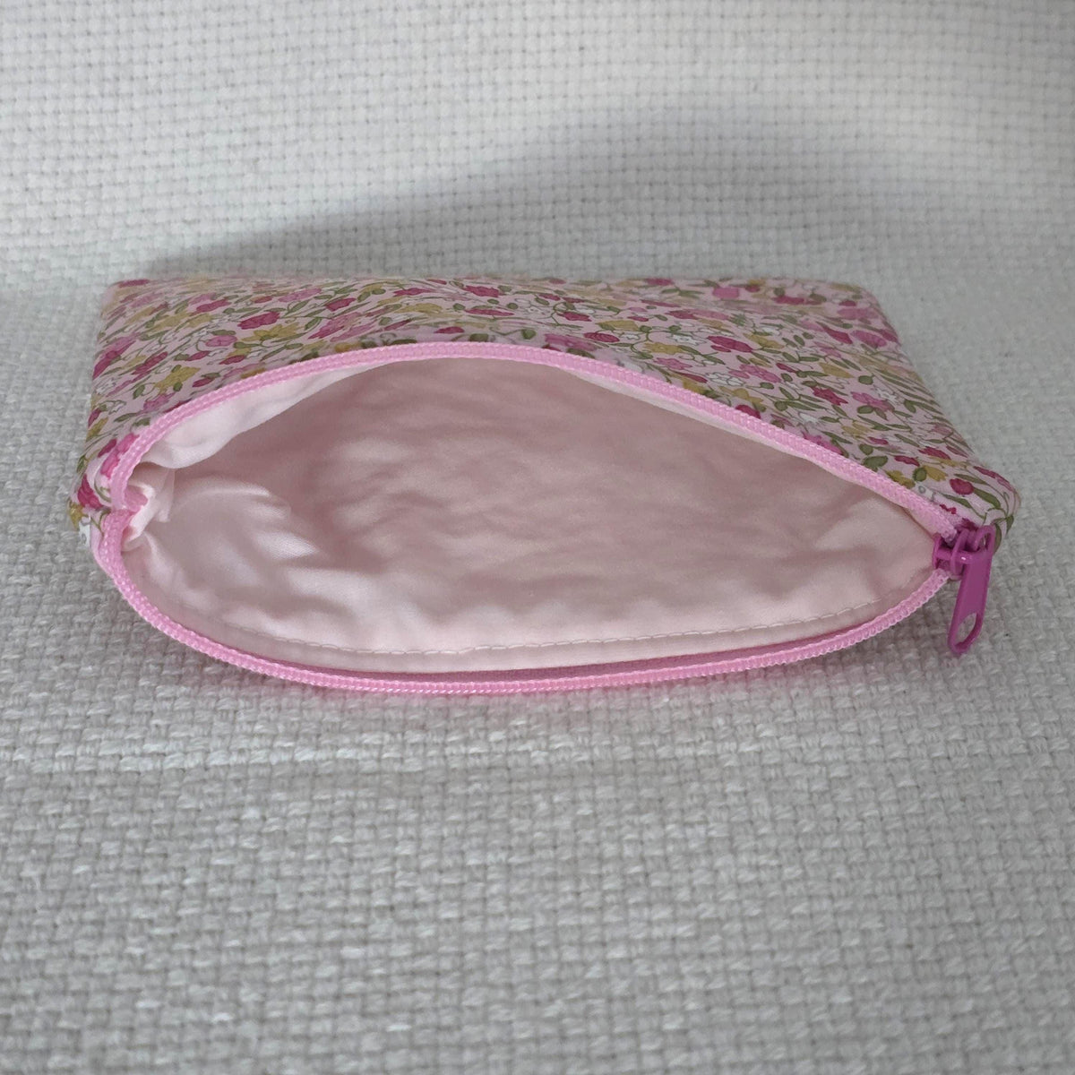 Pink Ditsy Floral Cosmetic Bag – Handmade Mini Makeup Pouch, English Cottage Style Gift