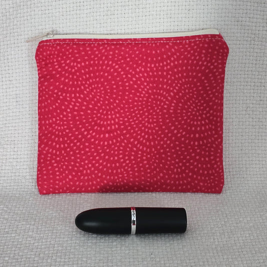 Raspberry Pink Dot Cosmetic Bag – Handmade Mini Makeup Pouch, Pretty Gift for Her