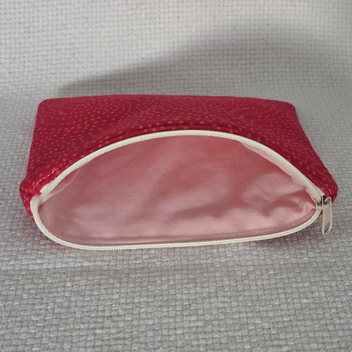 Raspberry Pink Dot Cosmetic Bag – Handmade Mini Makeup Pouch, Pretty Gift for Her