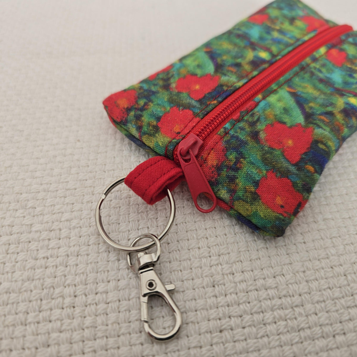 Gustav Klimt Floral Tissue Holder – Zipped Fabric Pouch with Keyring Clip