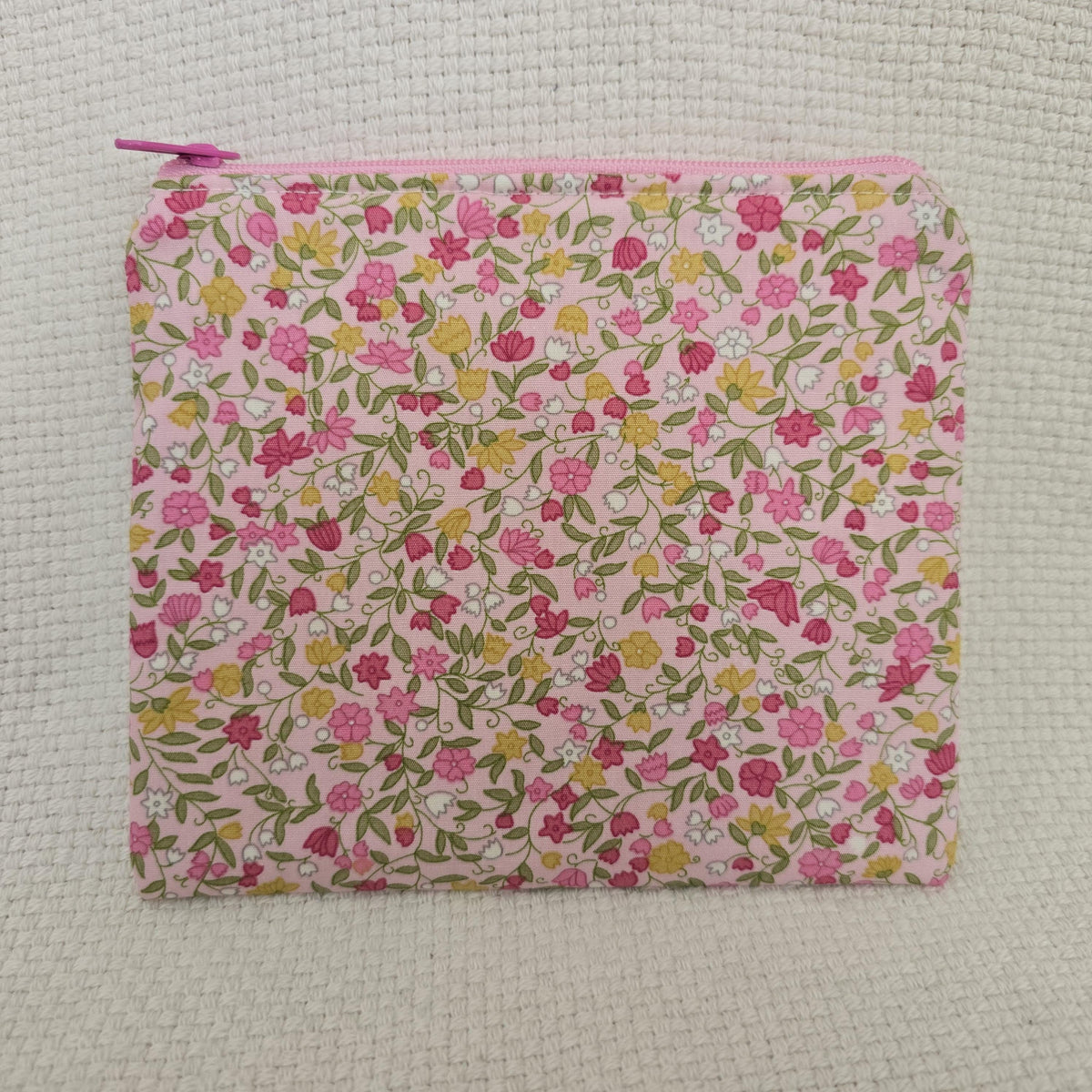 Pink Ditsy Floral Cosmetic Bag – Handmade Mini Makeup Pouch, English Cottage Style Gift