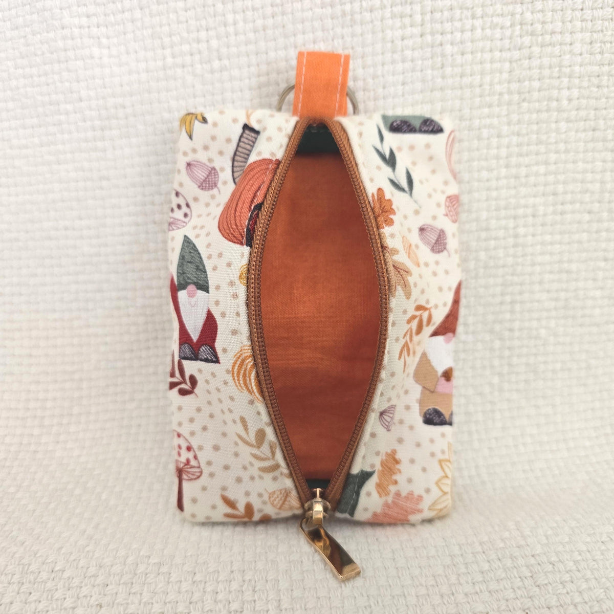 Handmade Autumn Gnome Tissue Holder, Pumpkin Floral Pouch, Keyring Accessory