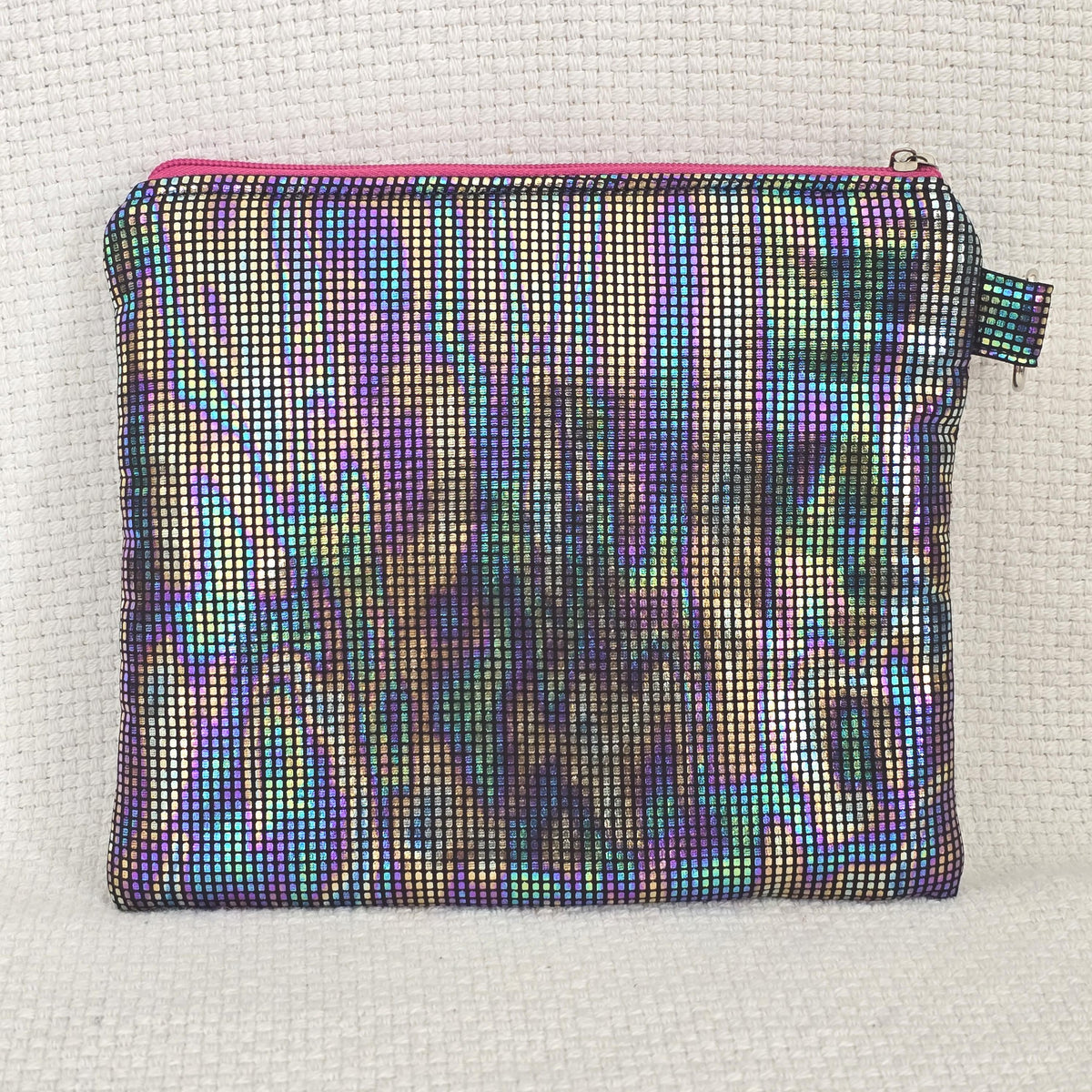 Handmade Holographic Disco Pouch, Rainbow Shimmer Cosmetic Bag, Festival Wristlet (UK Made)