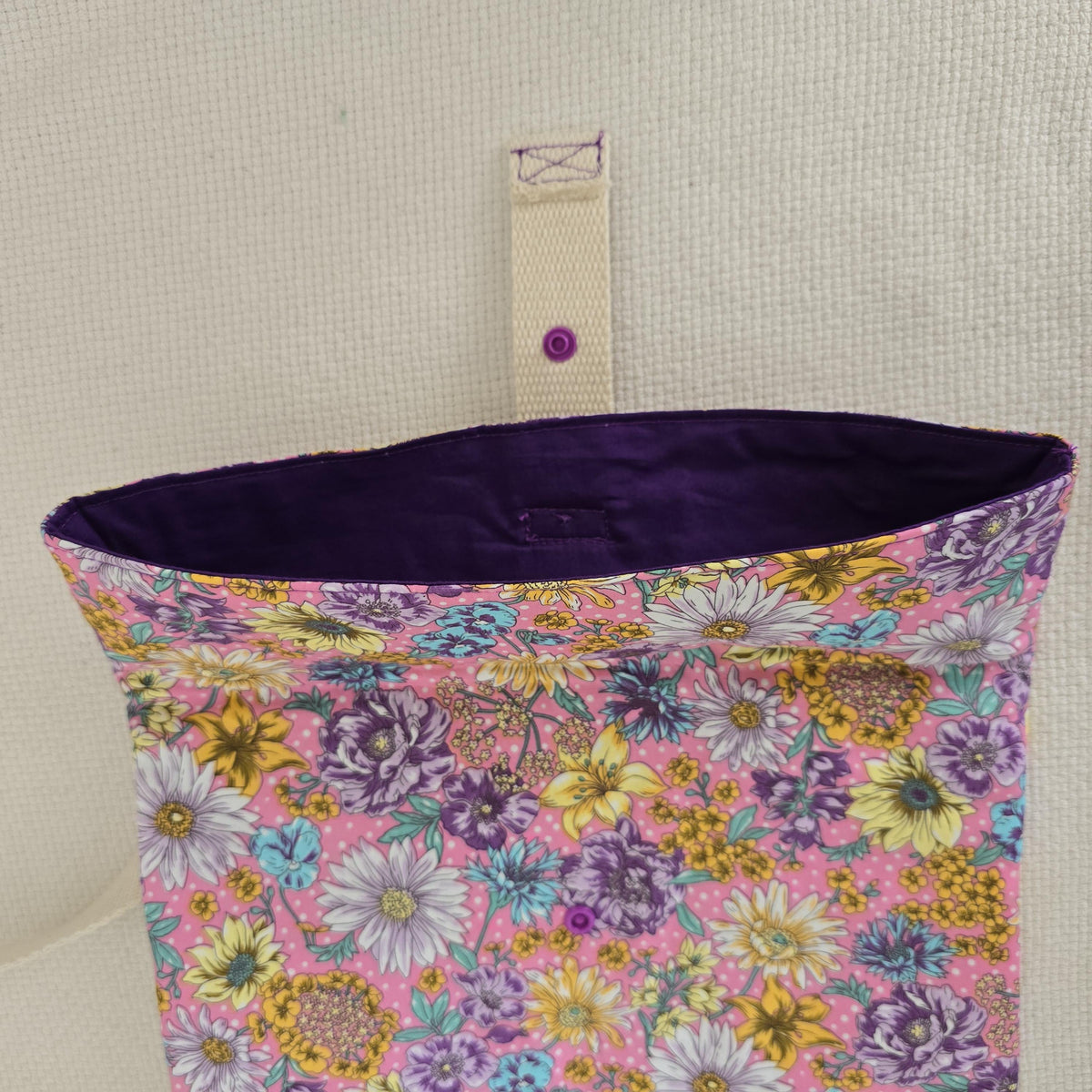 Floral Backpack, Pink Cotton Daypack, Padded Handmade Rucksack, Adjustable Strap Backpack, Small Everyday Bag