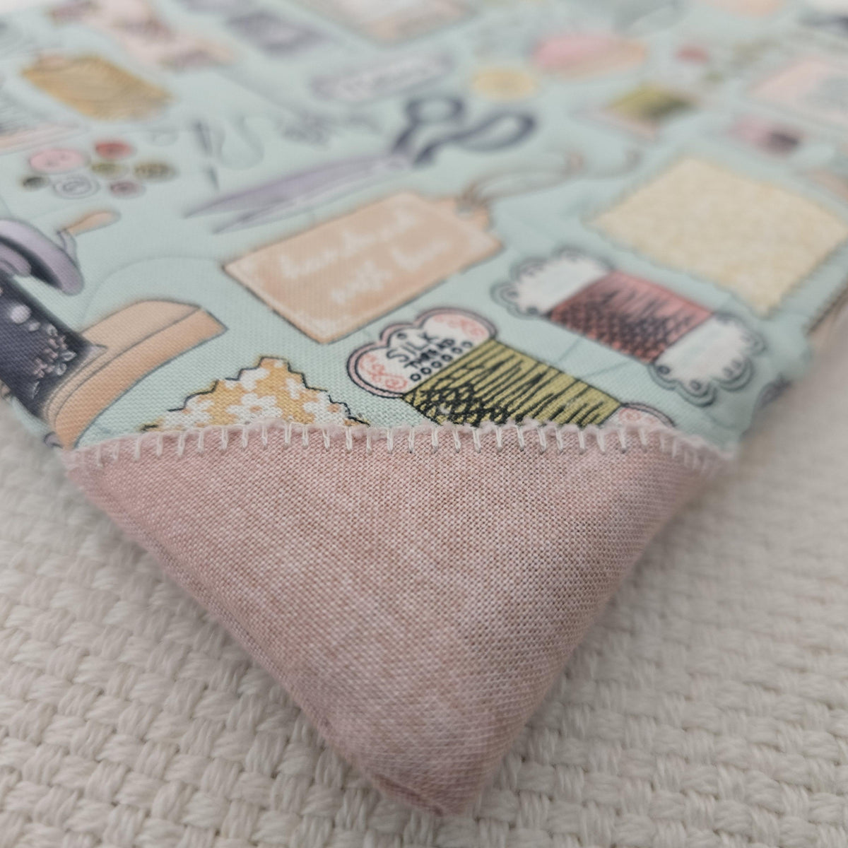 Sewing Themed Cosmetic Bag, Handmade Zipper Pouch, Quilting & Craft Gift