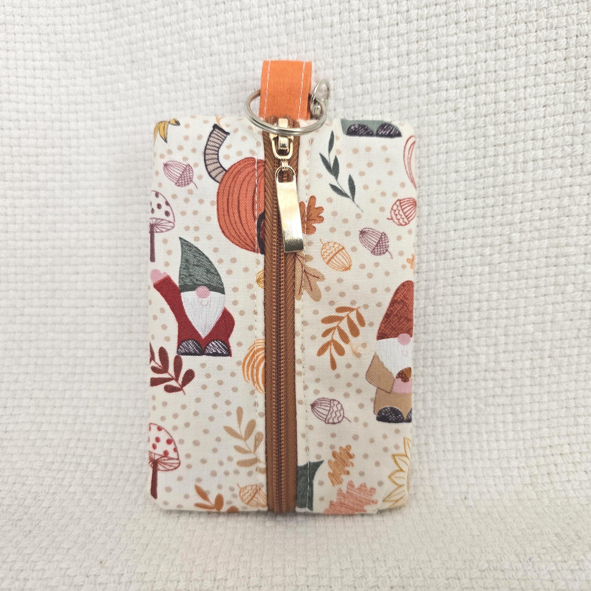 Handmade Autumn Gnome Tissue Holder, Pumpkin Floral Pouch, Keyring Accessory