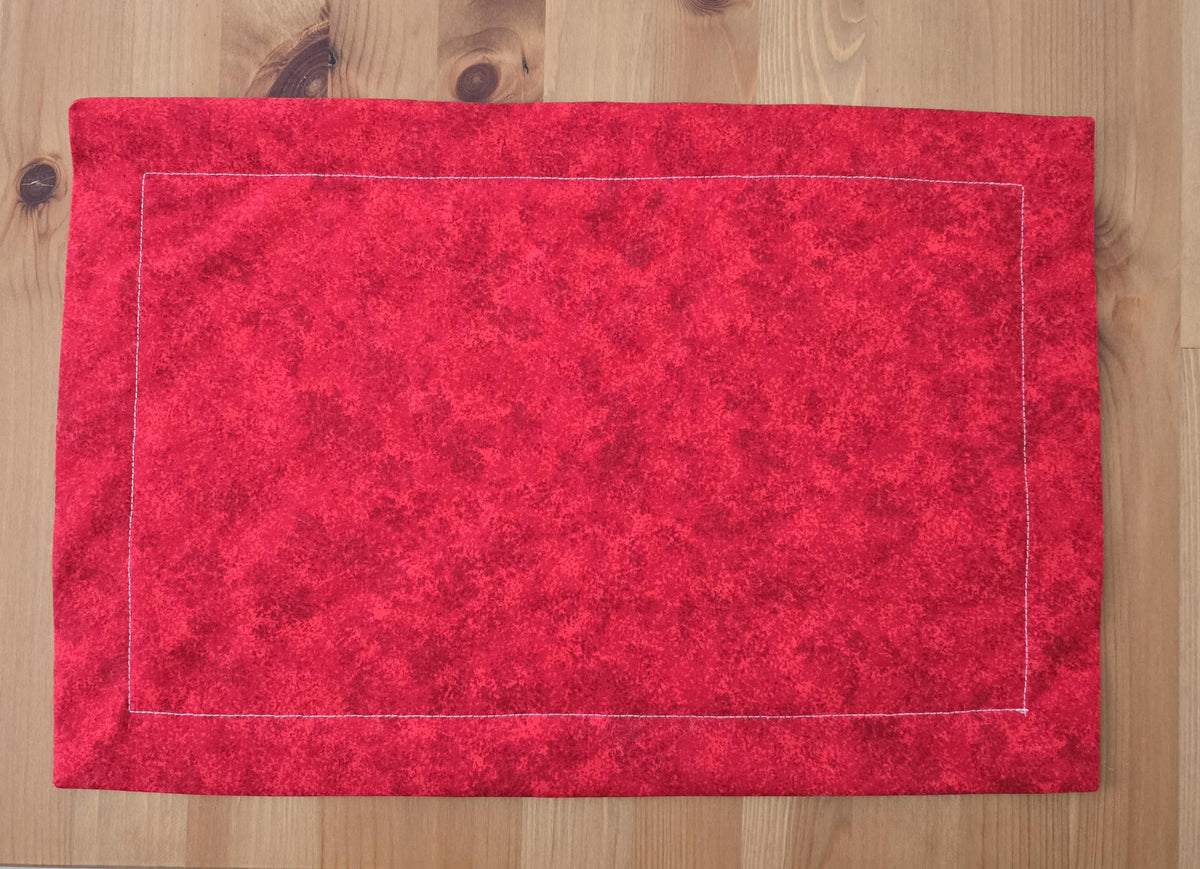 Handmade Quilted Poinsettia Placemat, Red Holly Christmas Table Decor
