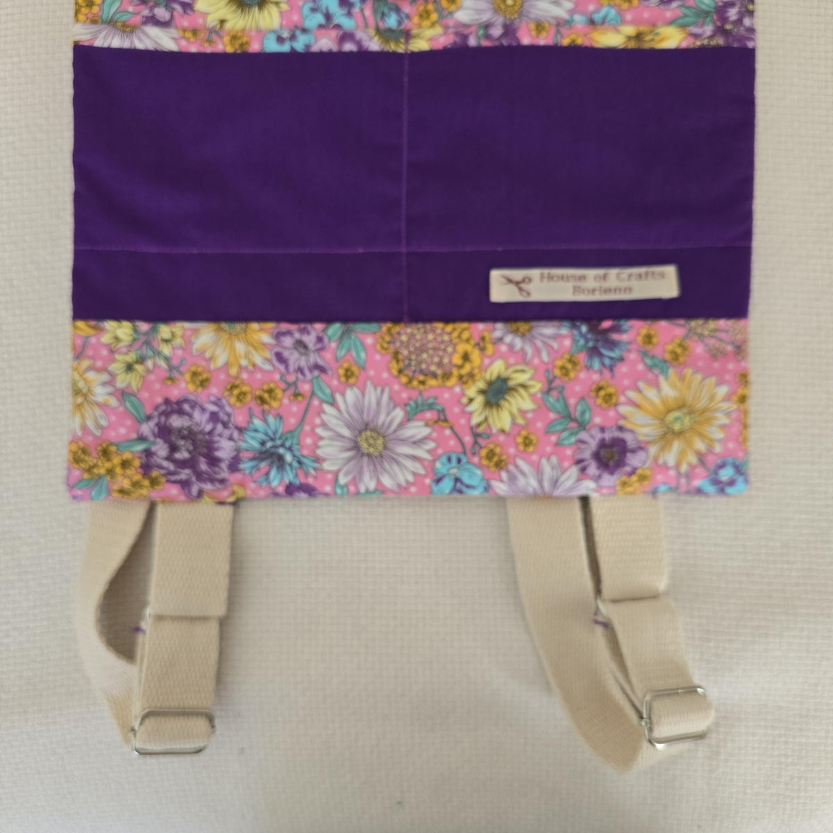 Floral Backpack, Pink Cotton Daypack, Padded Handmade Rucksack, Adjustable Strap Backpack, Small Everyday Bag