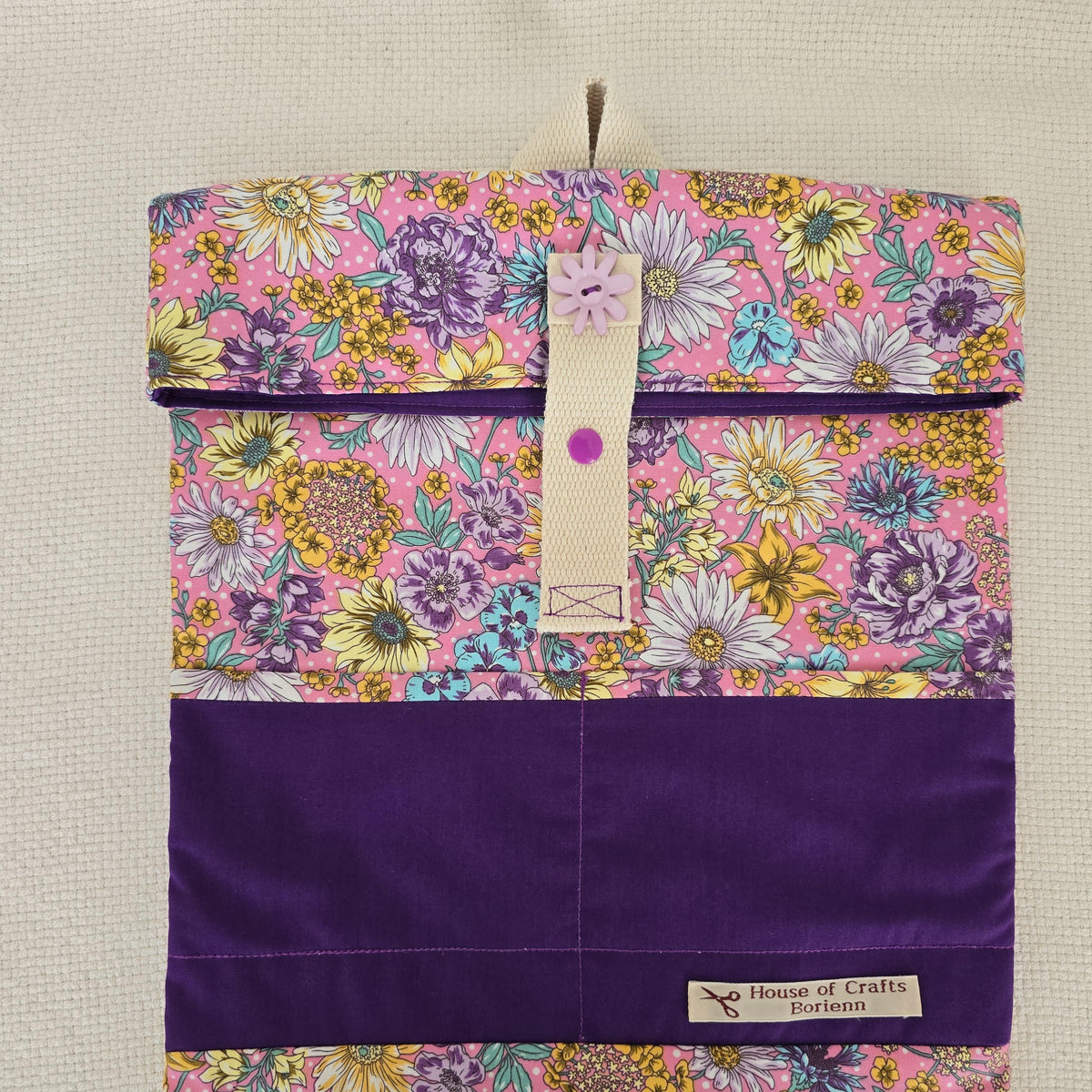 Floral Backpack, Pink Cotton Daypack, Padded Handmade Rucksack, Adjustable Strap Backpack, Small Everyday Bag