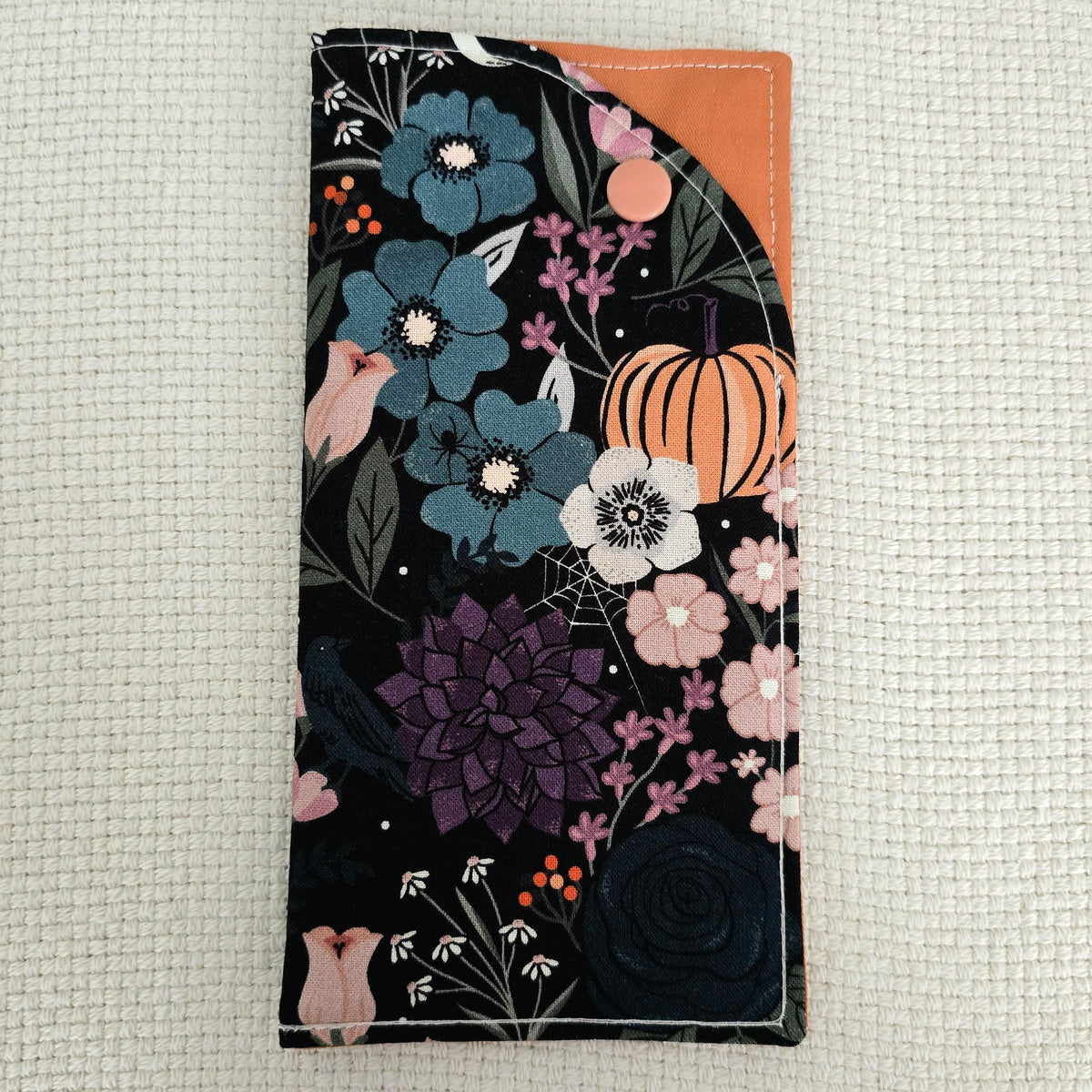 Halloween Floral Book Cover & iPad Sleeve Set, Glasses Case and Wristlet, Pumpkin Handmade Accessories