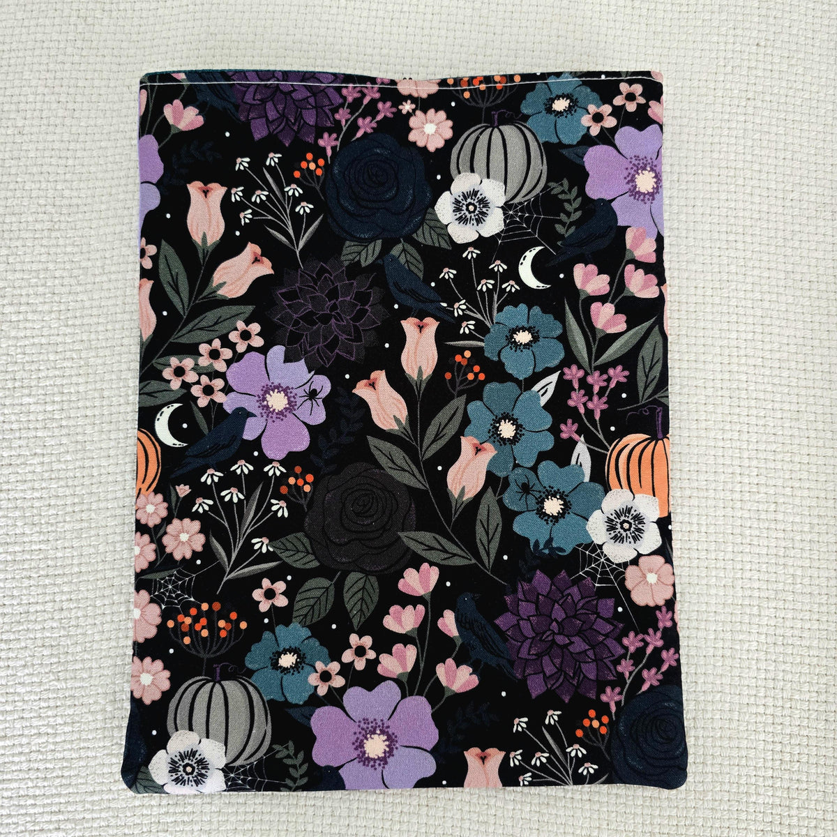 Halloween Floral Book Cover & iPad Sleeve Set, Glasses Case and Wristlet, Pumpkin Handmade Accessories