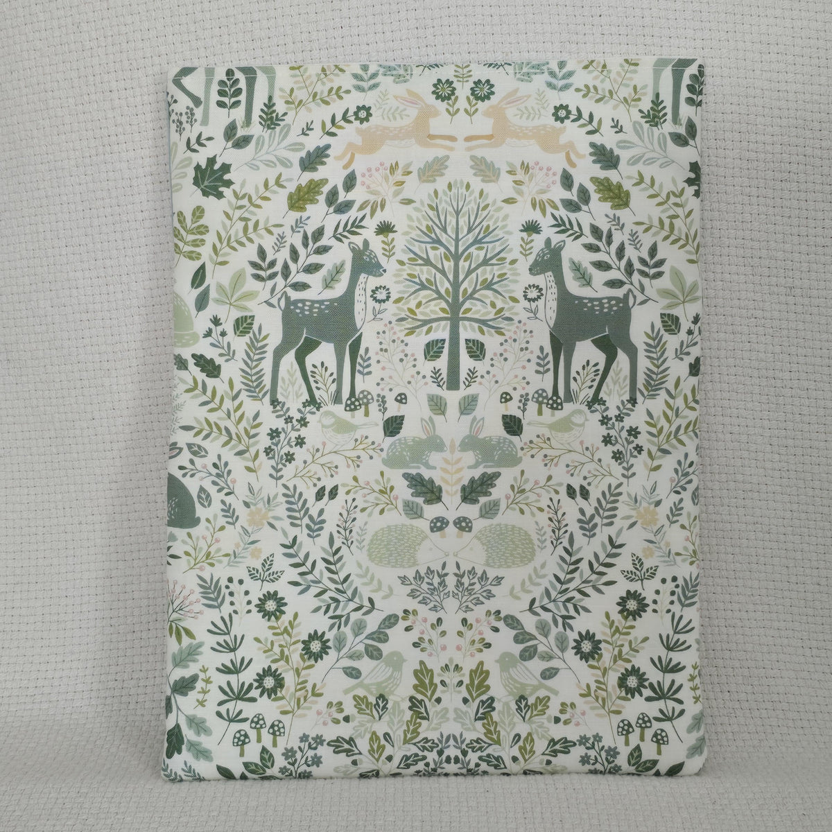 Woodland Book Sleeve & Glasses Case Set – Deer Rabbit Forest Fabric – Handmade Padded Accessories