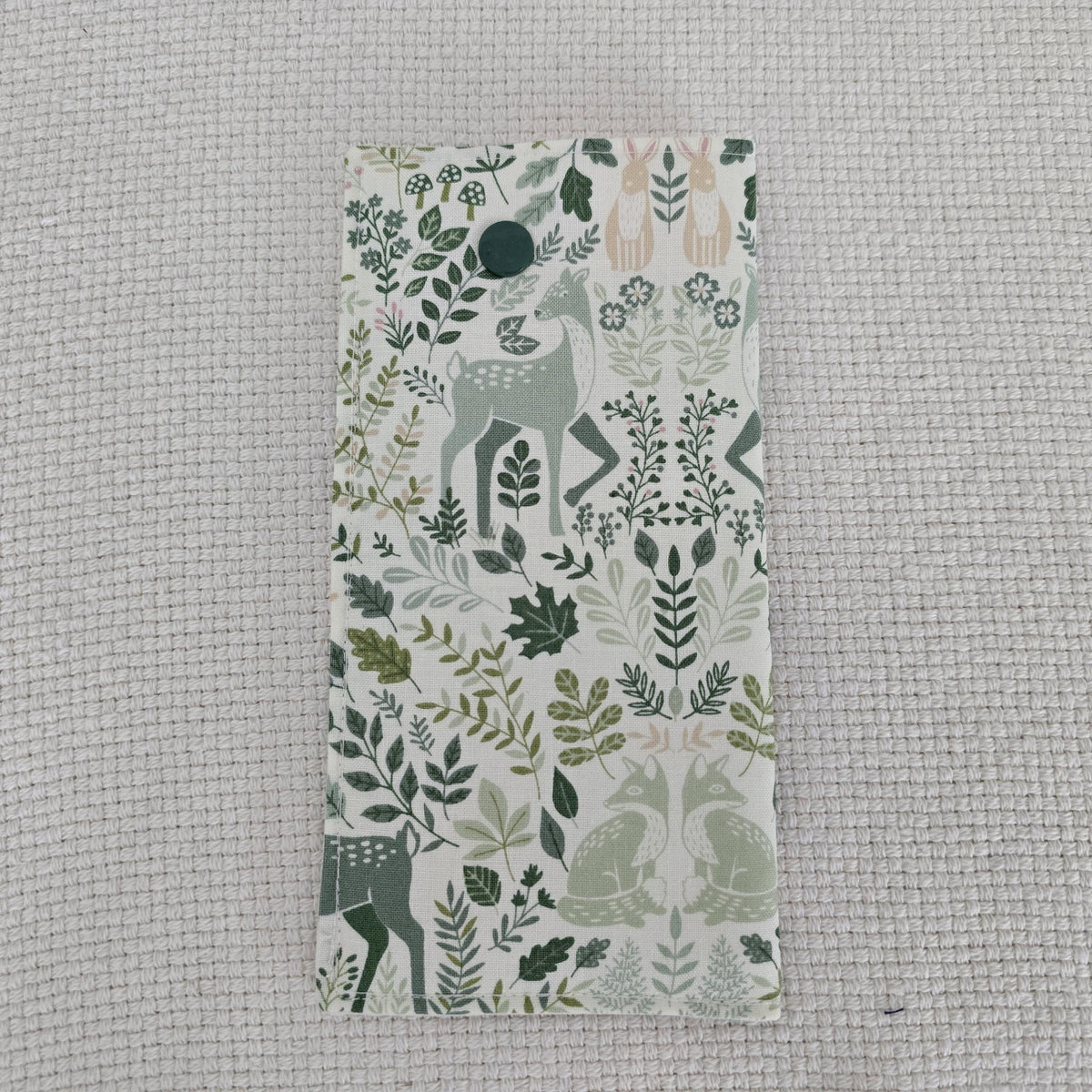 Woodland Book Sleeve & Glasses Case Set – Deer Rabbit Forest Fabric – Handmade Padded Accessories