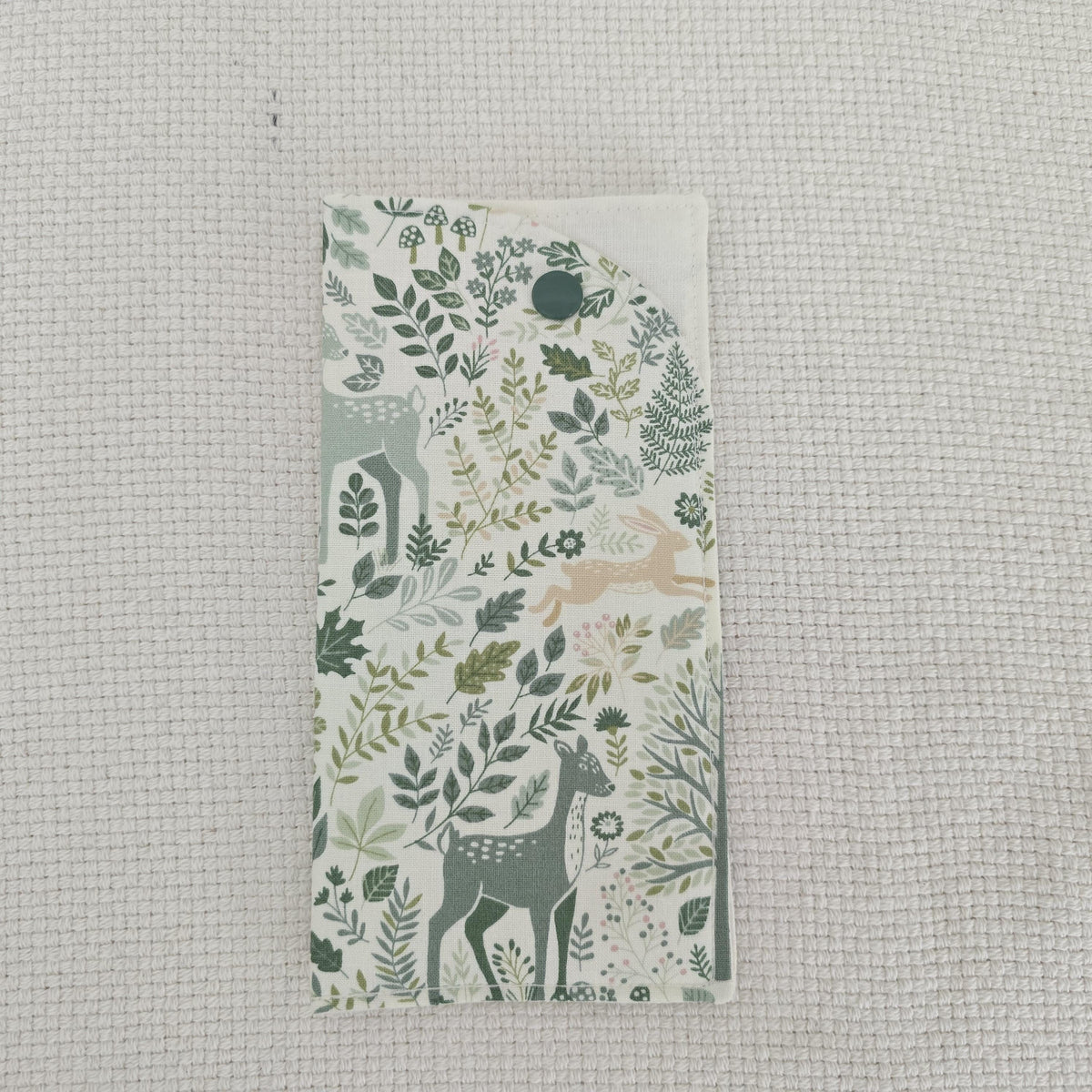 Woodland Book Sleeve & Glasses Case Set – Deer Rabbit Forest Fabric – Handmade Padded Accessories