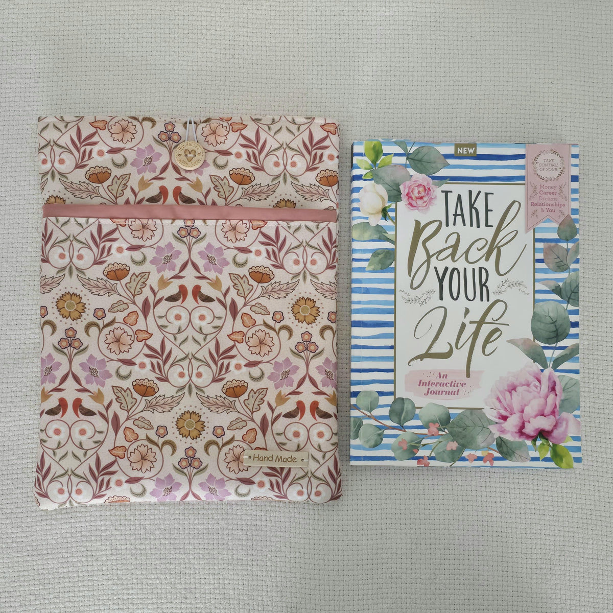 Gardening Book Sleeve & Glasses Case Set – Garden Tools Floral Fabric – Handmade Gift for Gardeners