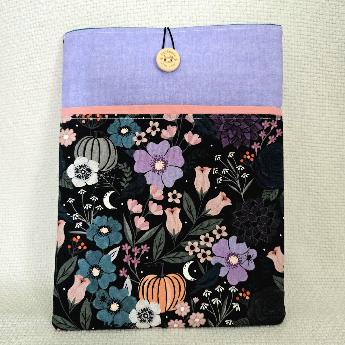 Halloween Floral Book Cover & iPad Sleeve Set, Glasses Case and Wristlet, Pumpkin Handmade Accessories