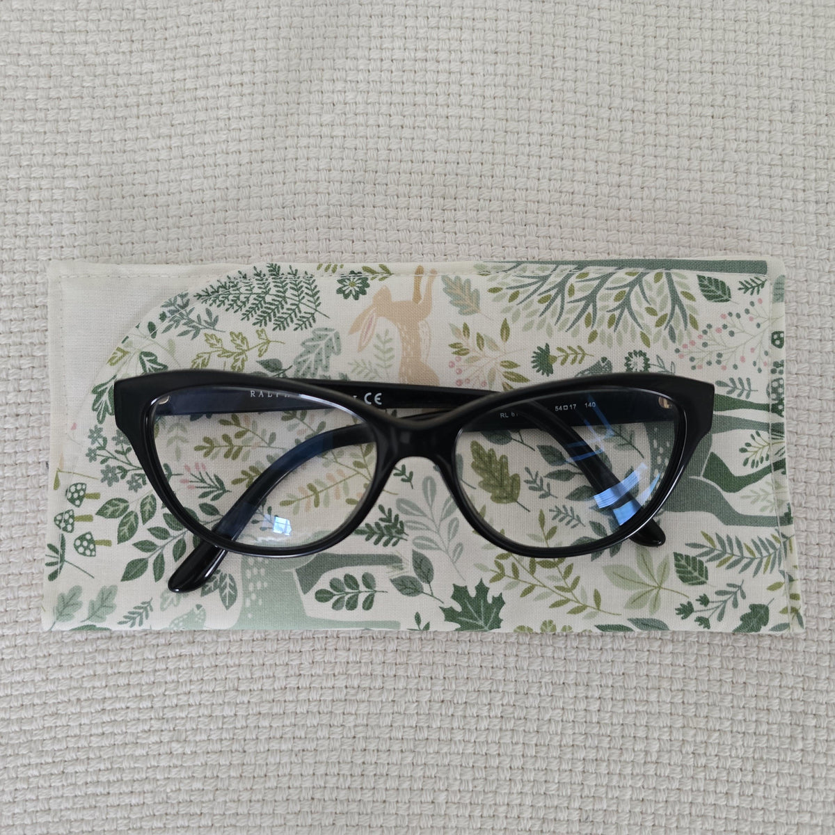 Woodland Book Sleeve & Glasses Case Set – Deer Rabbit Forest Fabric – Handmade Padded Accessories