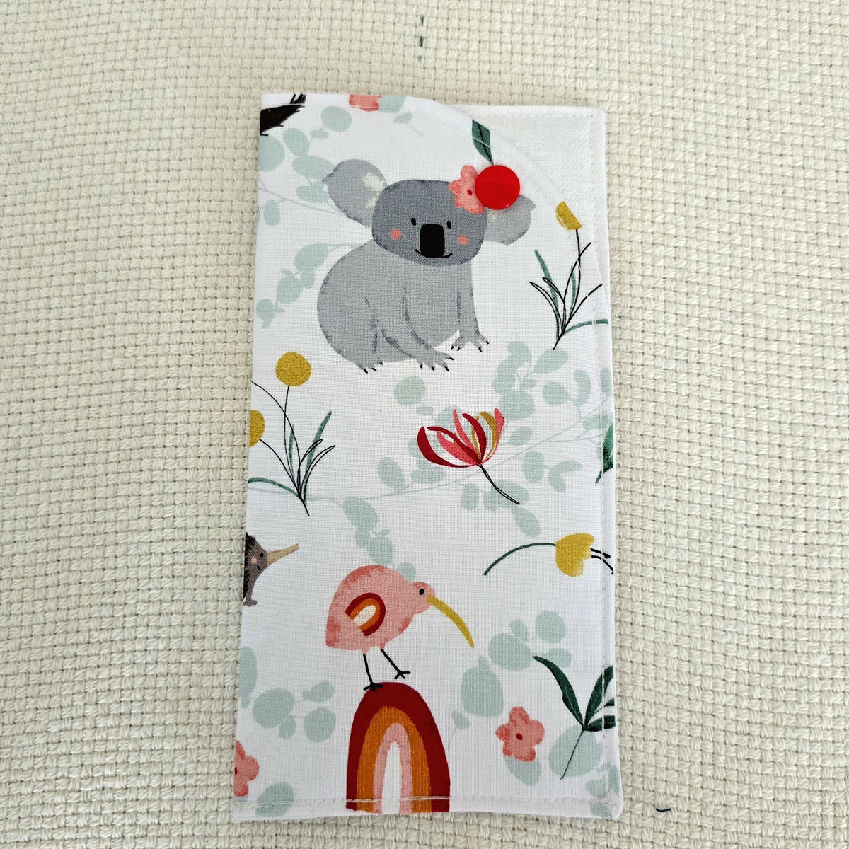 Australian Animals Book Sleeve & Glasses Case Set – Koala Kangaroo Cotton – Handmade Gift