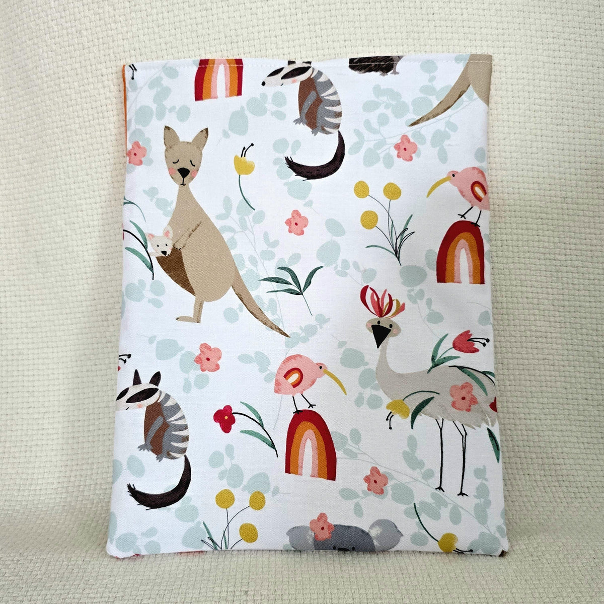 Australian Animals Book Sleeve & Glasses Case Set – Koala Kangaroo Cotton – Handmade Gift