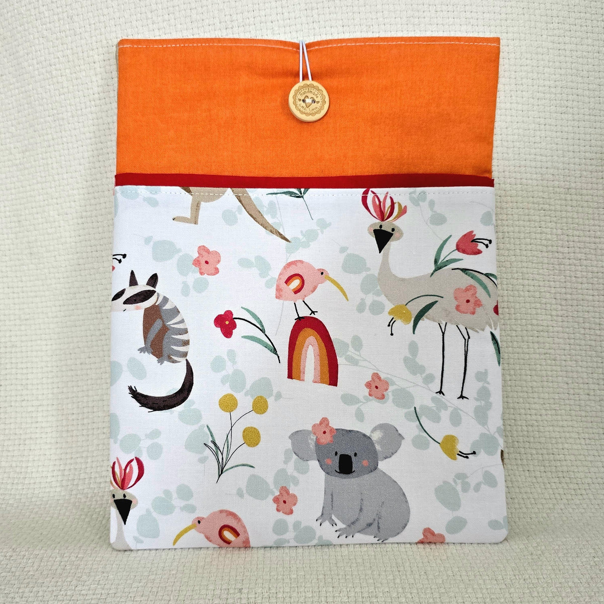Australian Animals Book Sleeve & Glasses Case Set – Koala Kangaroo Cotton – Handmade Gift