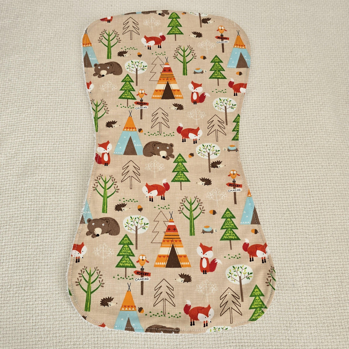 Woodland Fox Baby Bib & Burp Cloth Set – Forest Camping Cotton – Handmade Baby Gift
